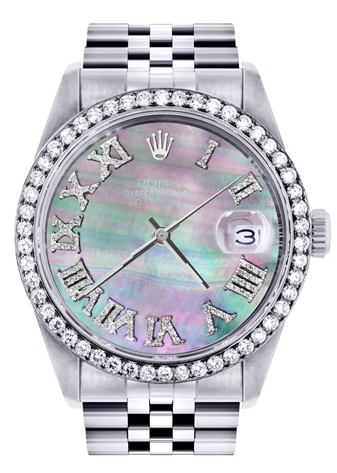 rolex datejust 36 dark mother of pearl|Rolex Datejust 36mm diamond bezel.